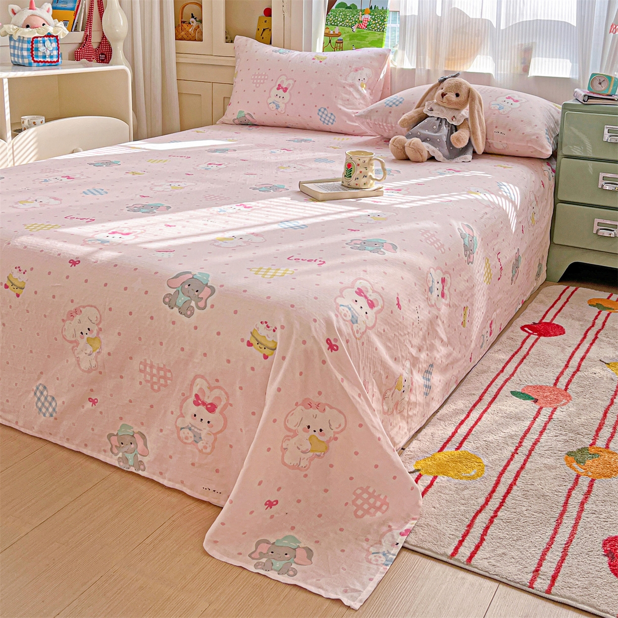 91家纺网 家纺一手货源 找家纺 名兮家居 2026新款全棉纯棉A类双层纱单床单 床单单件 双层纱-童梦缘