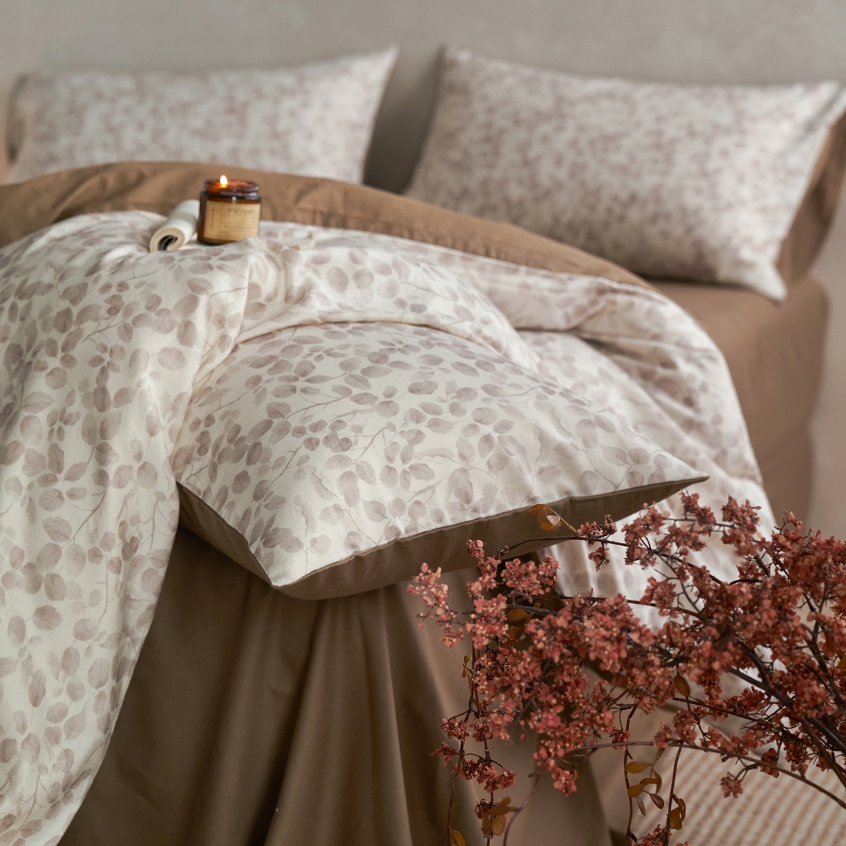 91家纺网 家纺一手货源 找家纺 如一 2026新款A类复古全棉棉麻印花四件套 觅影