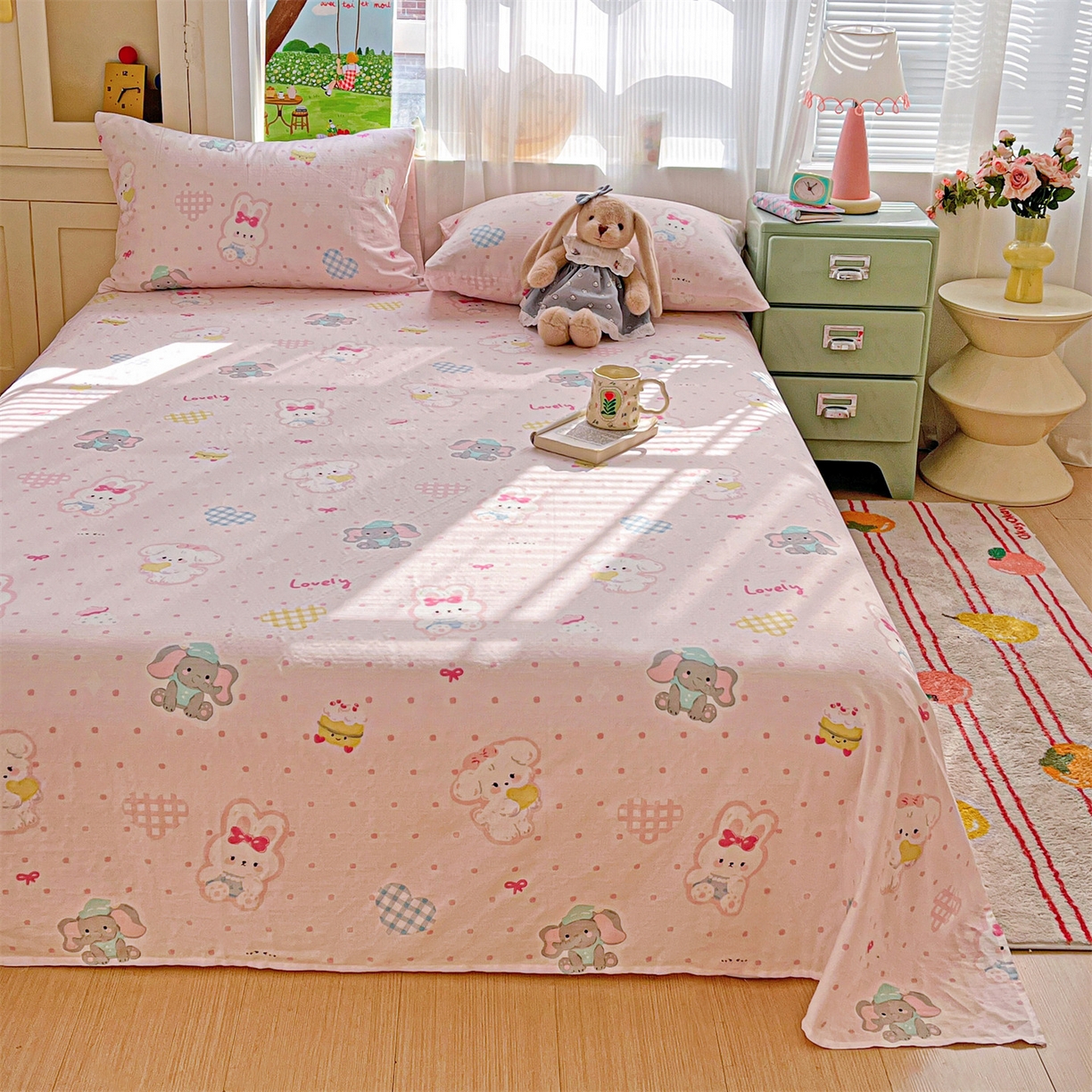 91家纺网 家纺一手货源 找家纺 名兮家居 2026新款全棉纯棉A类双层纱单床单 床单单件 双层纱-童梦缘