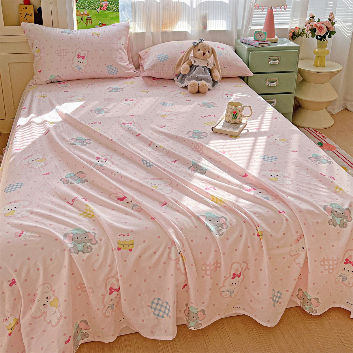 91家纺网 家纺一手货源 找家纺 名兮家居 2026新款全棉纯棉A类双层纱单床单 床单单件 双层纱-童梦缘