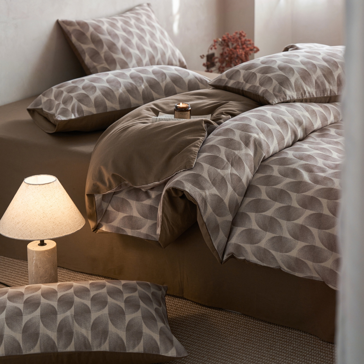 91家纺网 家纺一手货源 找家纺 如一 2026新款A类复古全棉棉麻印花四件套 浮绘