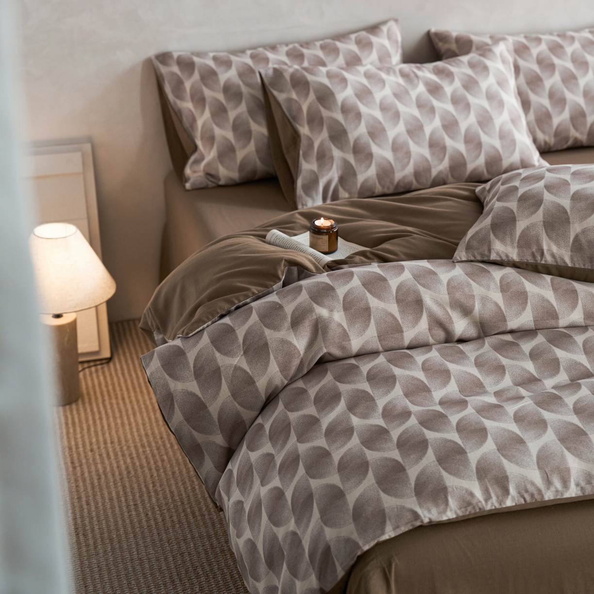 91家纺网 家纺一手货源 找家纺 如一 2026新款A类复古全棉棉麻印花四件套 浮绘