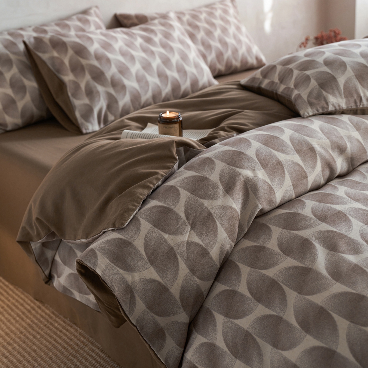 91家纺网 家纺一手货源 找家纺 如一 2026新款A类复古全棉棉麻印花四件套 浮绘