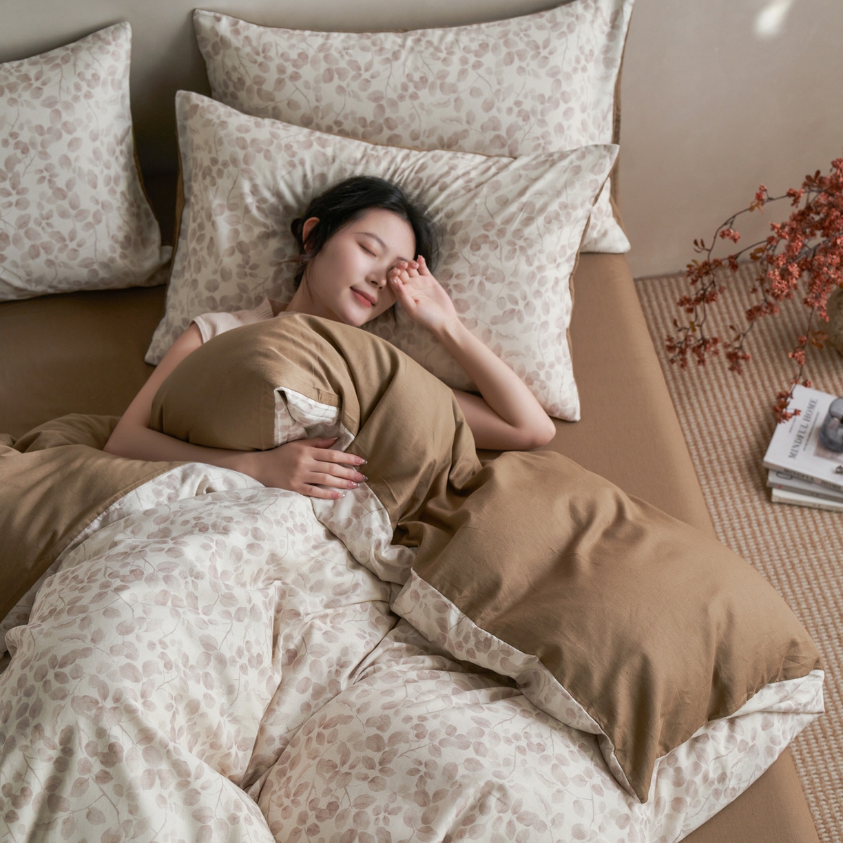 91家纺网 家纺一手货源 找家纺 如一 2026新款A类复古全棉棉麻印花四件套 觅影