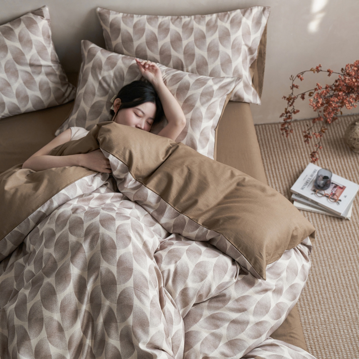 91家纺网 家纺一手货源 找家纺 如一 2026新款A类复古全棉棉麻印花四件套 浮绘