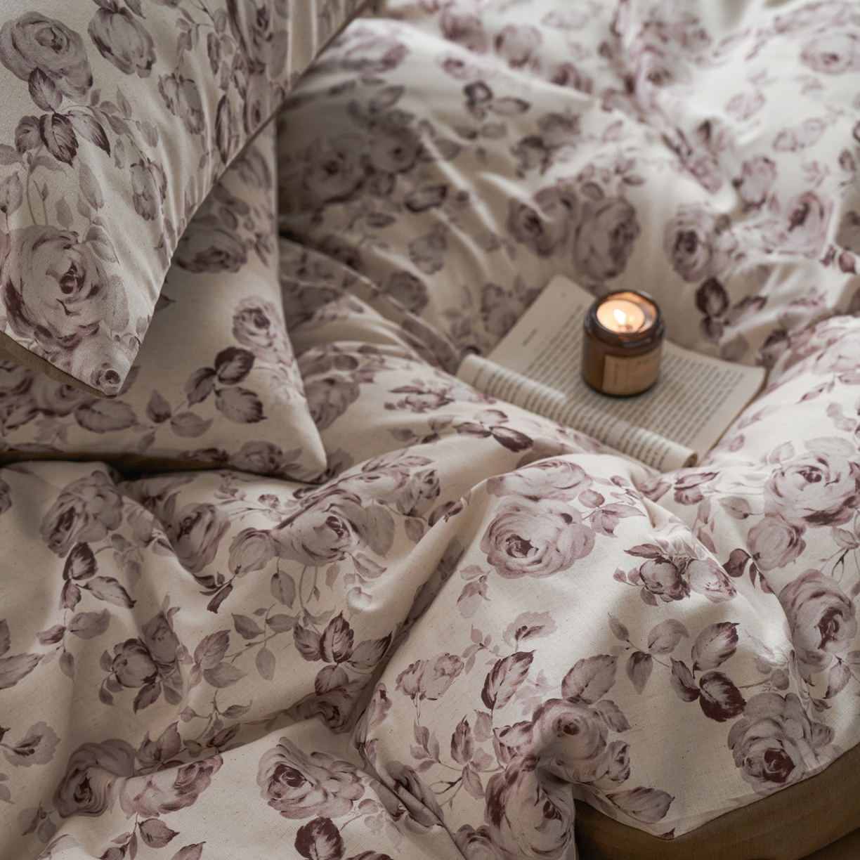 91家纺网 家纺一手货源 找家纺 如一 2026新款A类复古全棉棉麻印花四件套 墨染