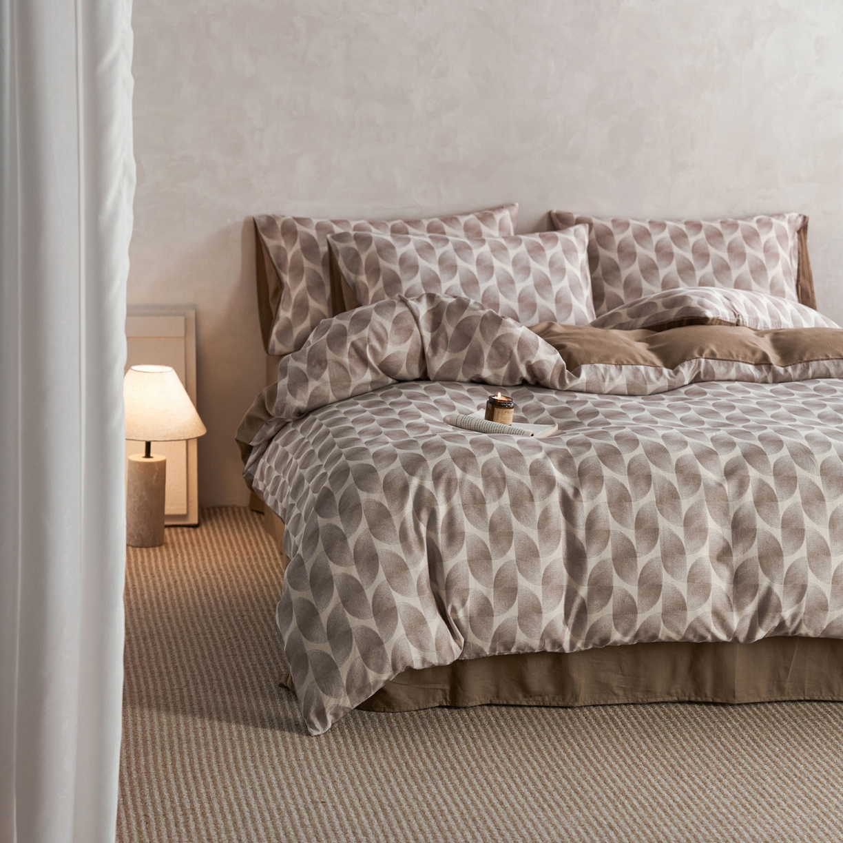 91家纺网 家纺一手货源 找家纺 如一 2026新款A类复古全棉棉麻印花四件套 浮绘