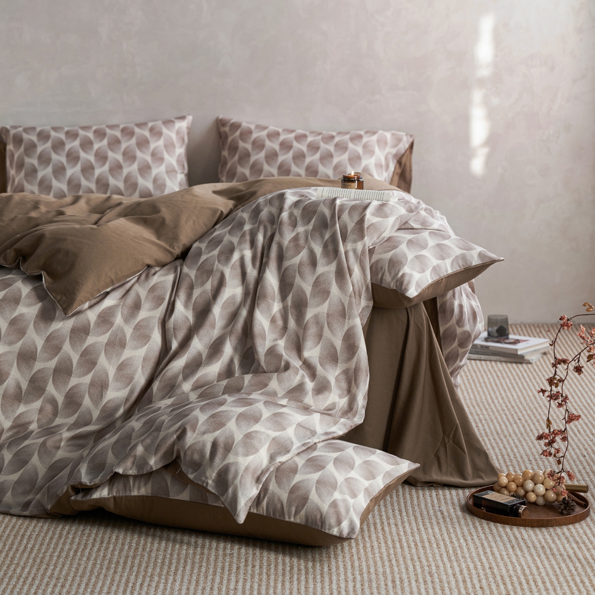 91家纺网 家纺一手货源 找家纺 如一 2026新款A类复古全棉棉麻印花四件套 浮绘