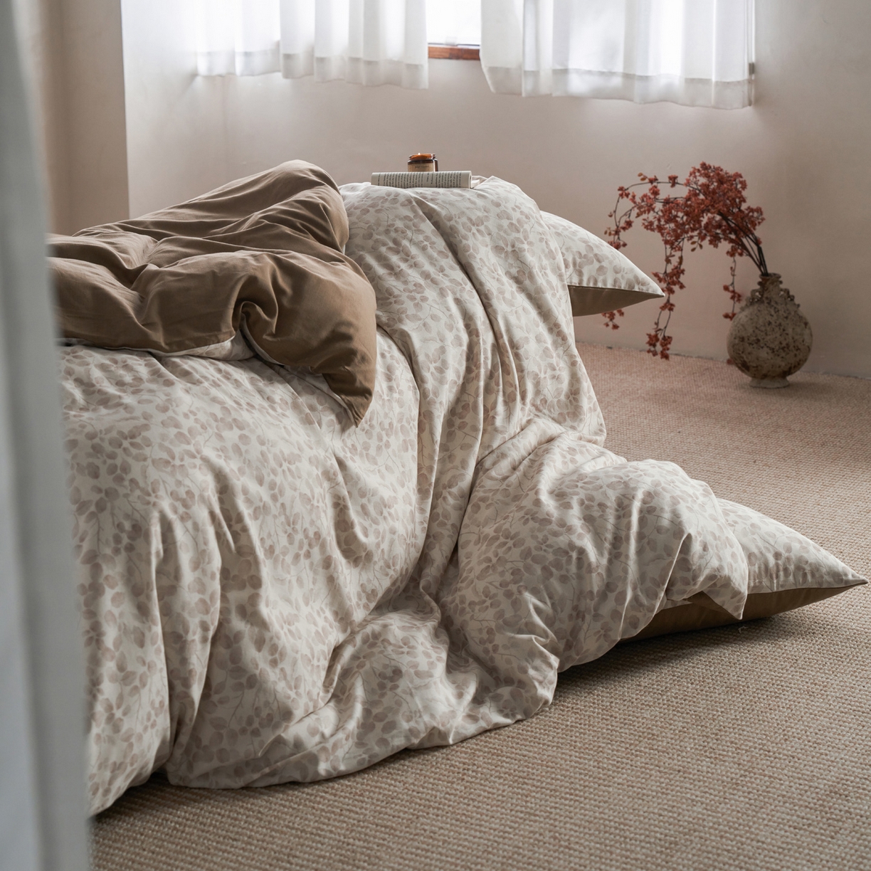 91家纺网 家纺一手货源 找家纺 如一 2026新款A类复古全棉棉麻印花四件套 觅影