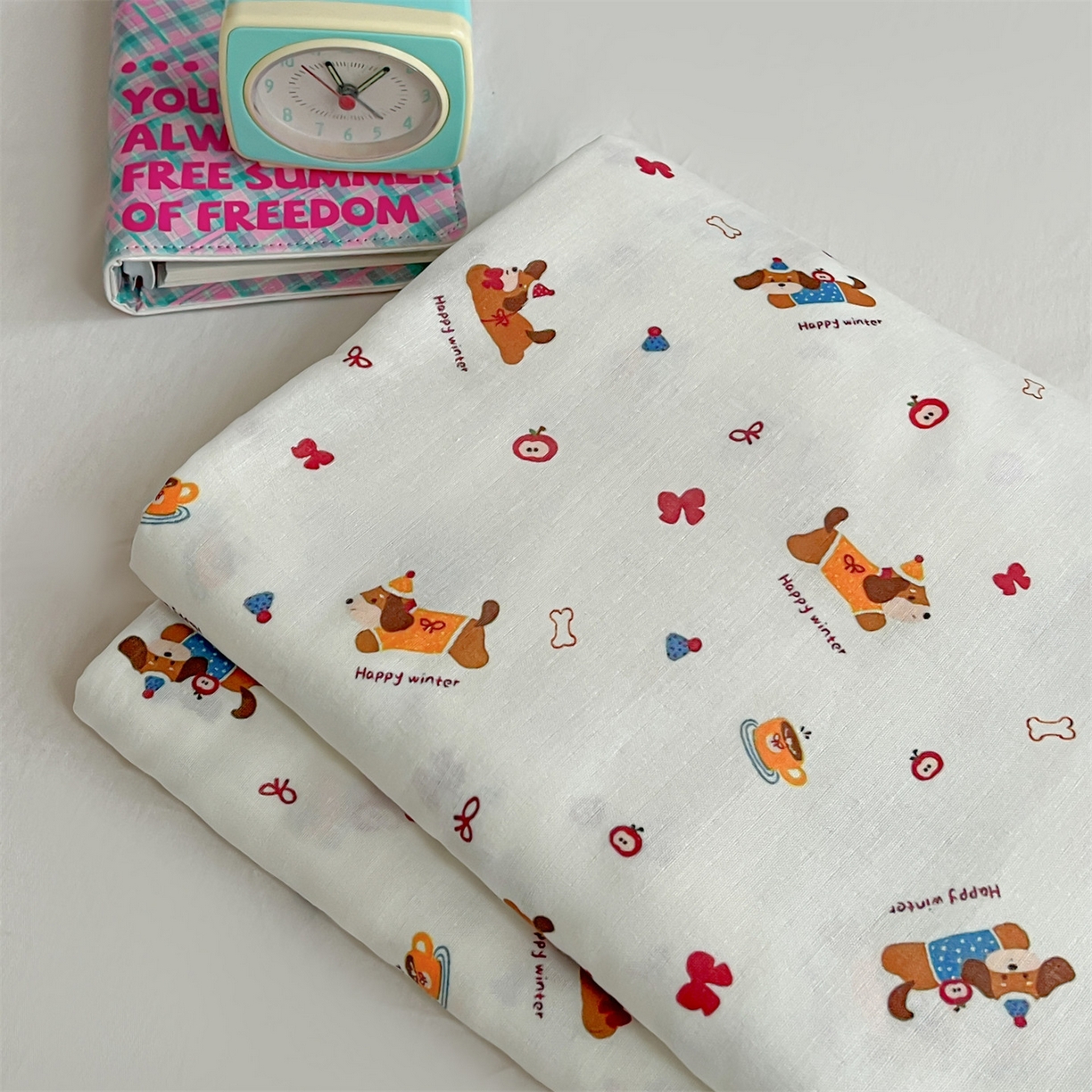 91家纺网 家纺一手货源 找家纺 名兮家居 2026新款全棉纯棉A类双层纱单床单 床单单件 双层纱-小狗日记