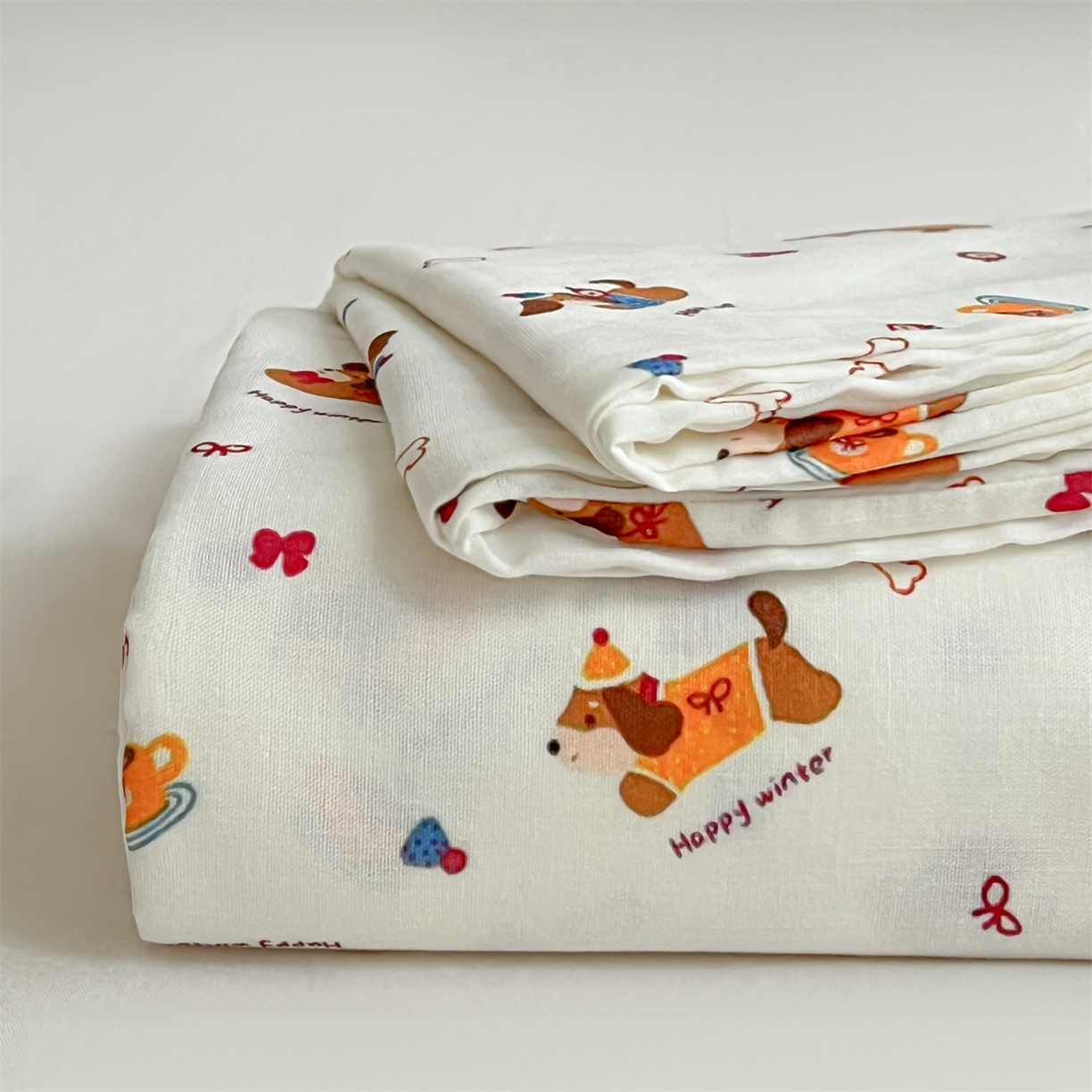 91家纺网 家纺一手货源 找家纺 名兮家居 2026新款全棉纯棉A类双层纱单床单 床单单件 双层纱-小狗日记