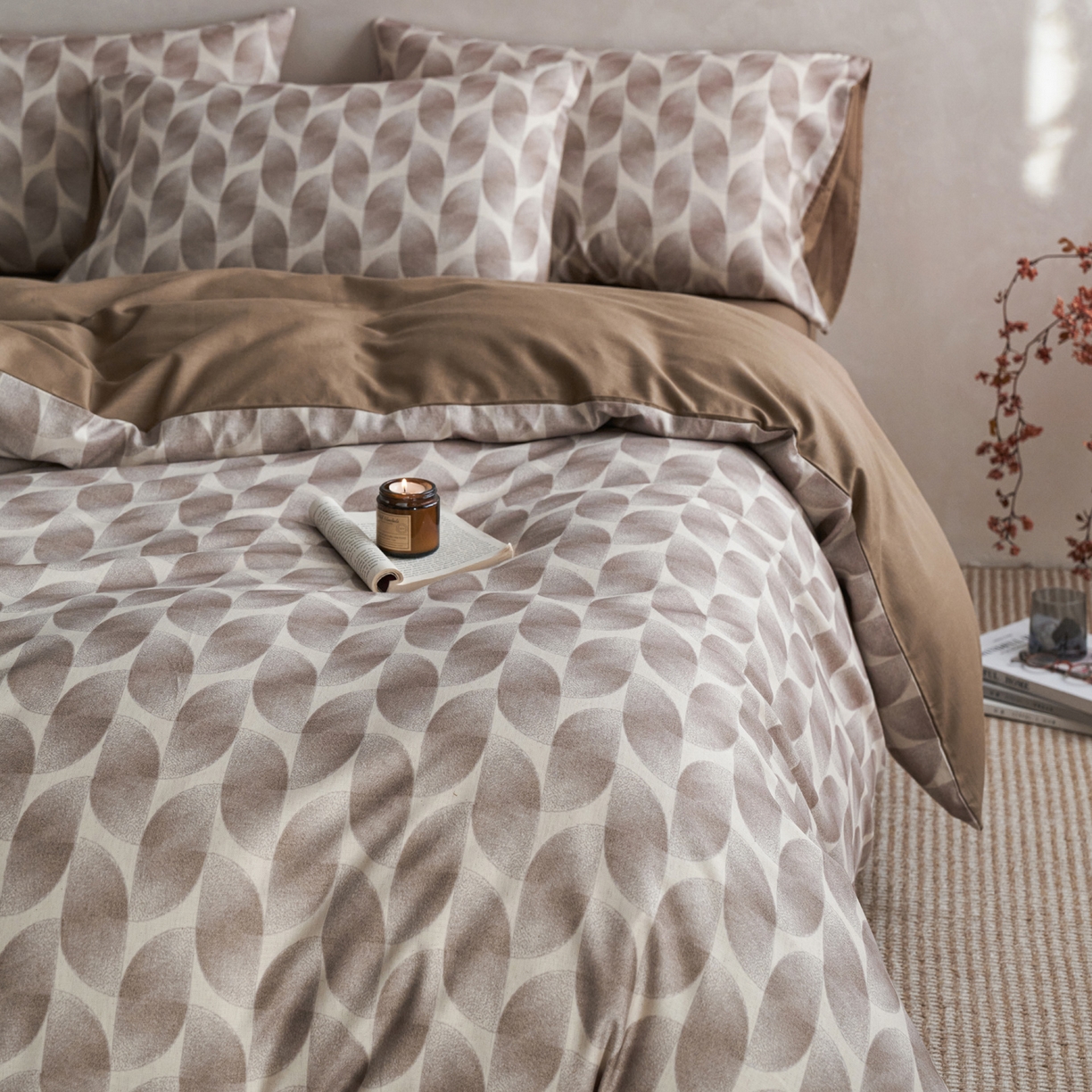 91家纺网 家纺一手货源 找家纺 如一 2026新款A类复古全棉棉麻印花四件套 浮绘