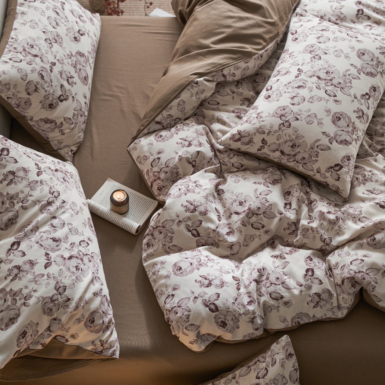 91家纺网 家纺一手货源 找家纺 如一 2026新款A类复古全棉棉麻印花四件套 墨染