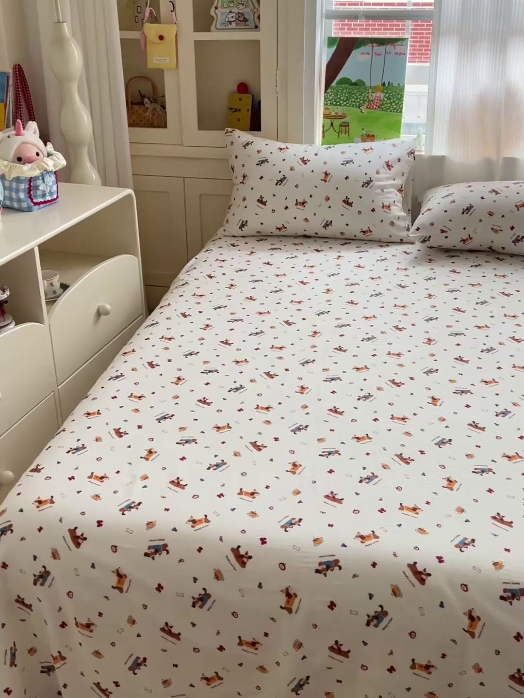 91家纺网 家纺一手货源 找家纺 名兮家居 2026新款全棉纯棉A类双层纱单床单 床单单件 双层纱-小狗日记