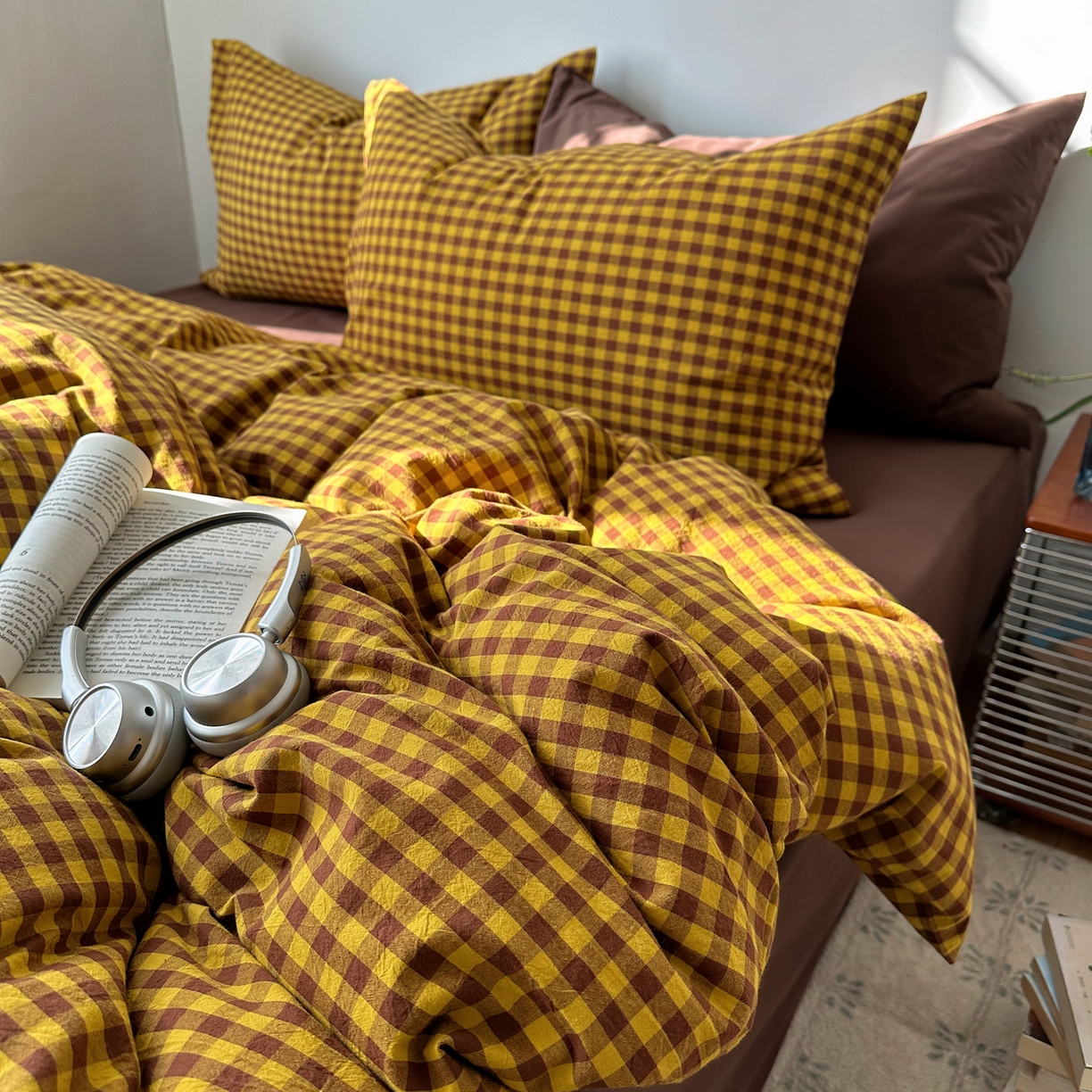 91家纺网 家纺一手货源 找家纺 （总）例外 2026新款全棉纯棉色织水洗棉布拉格ins风四件套-影棚图