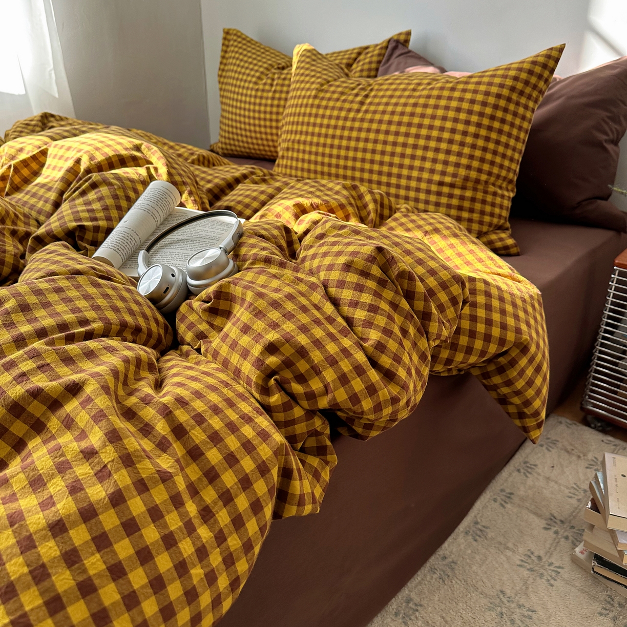 91家纺网 家纺一手货源 找家纺 （总）例外 2026新款全棉纯棉色织水洗棉布拉格ins风四件套-影棚图