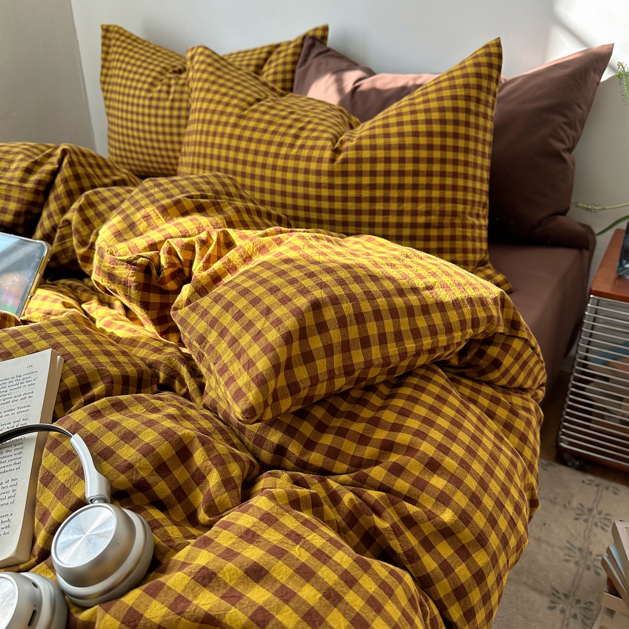 91家纺网 家纺一手货源 找家纺 （总）例外 2026新款全棉纯棉色织水洗棉布拉格ins风四件套-影棚图