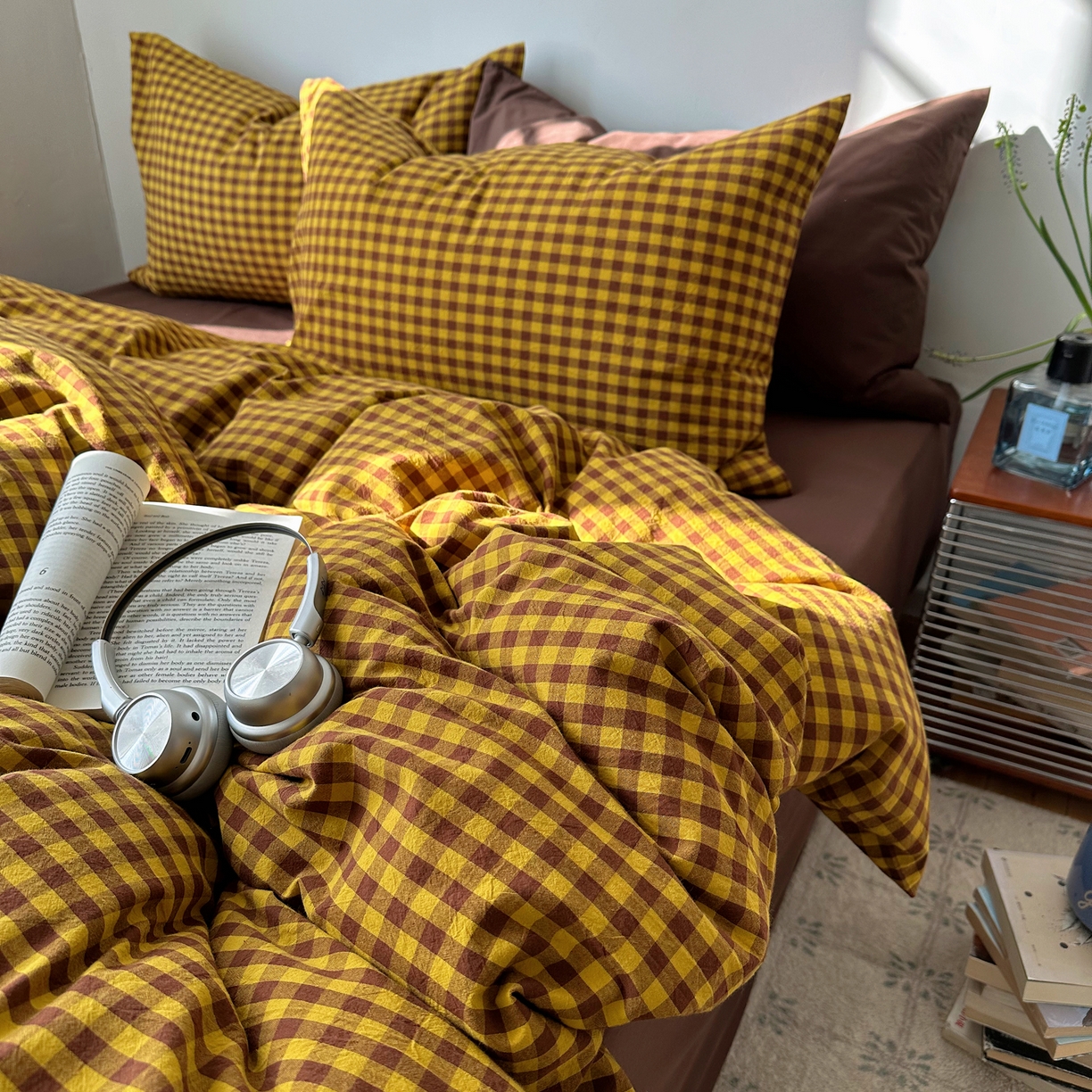 91家纺网 家纺一手货源 找家纺 （总）例外 2026新款全棉纯棉色织水洗棉布拉格ins风四件套-影棚图