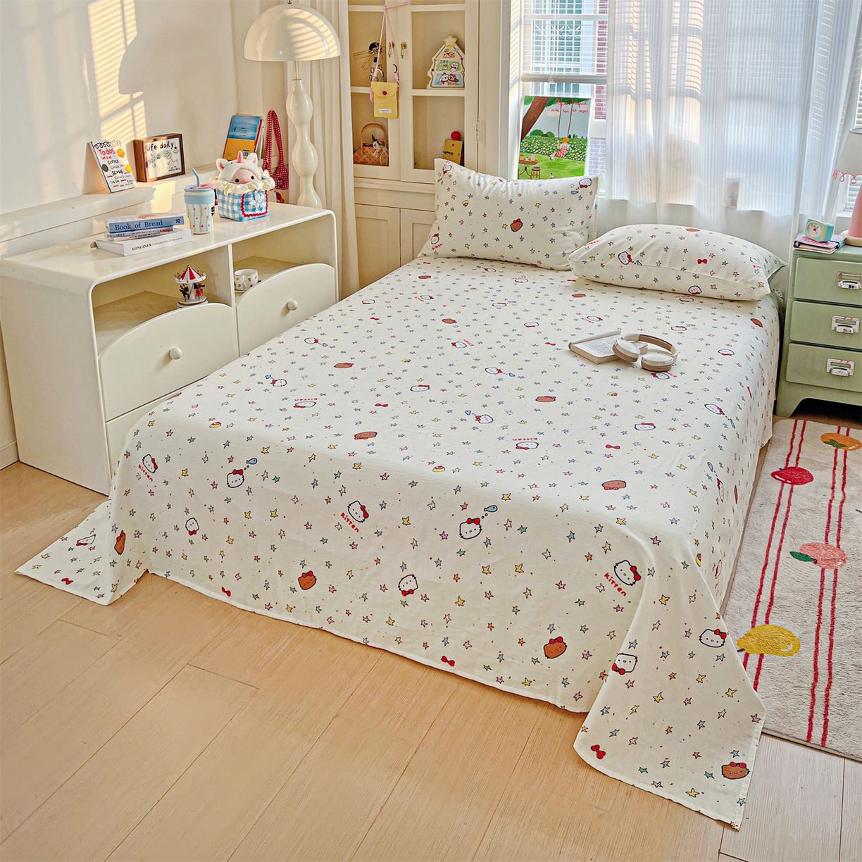 91家纺网 家纺一手货源 找家纺 名兮家居 2026新款全棉纯棉A类双层纱单床单 床单单件 双层纱-星星凯特