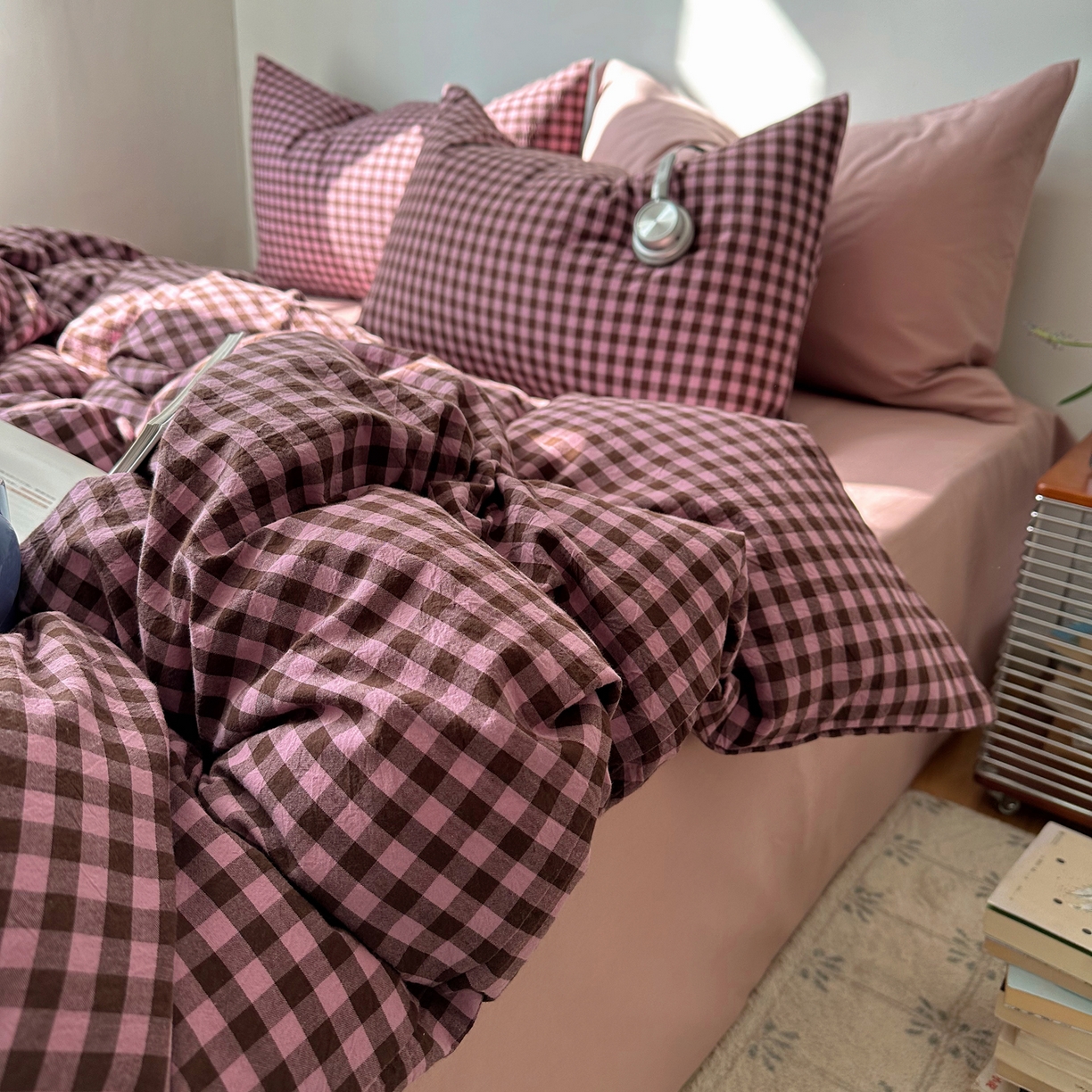 91家纺网 家纺一手货源 找家纺 （总）例外 2026新款全棉纯棉色织水洗棉布拉格ins风四件套-影棚图