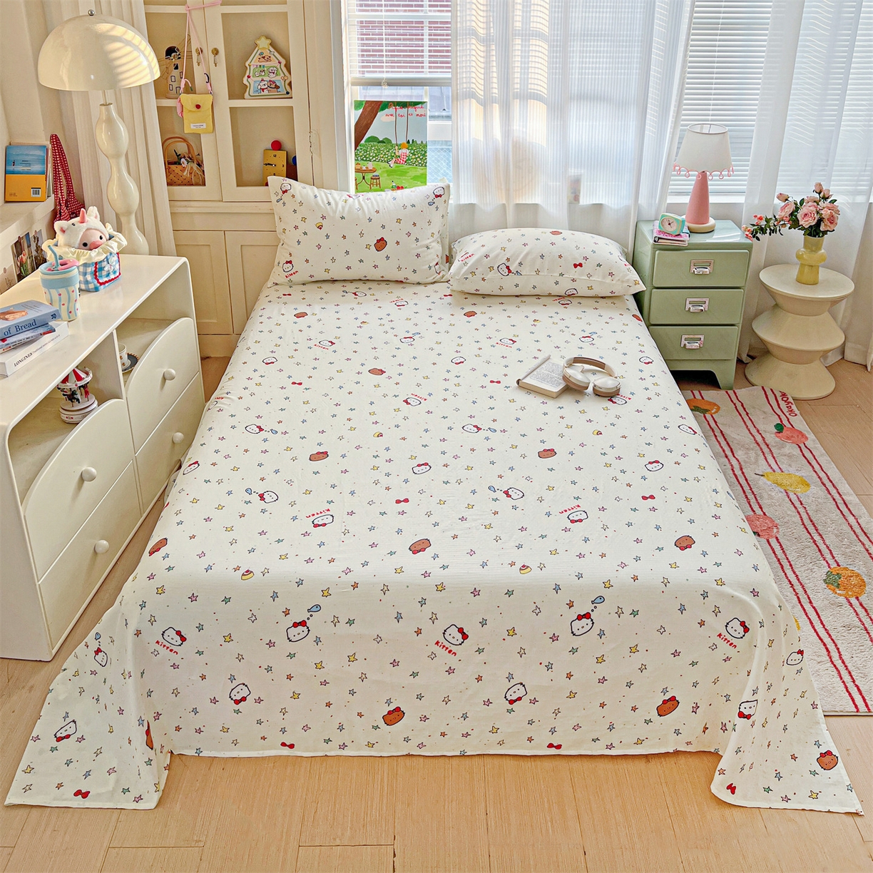 91家纺网 家纺一手货源 找家纺 名兮家居 2026新款全棉纯棉A类双层纱单床单 床单单件 双层纱-星星凯特