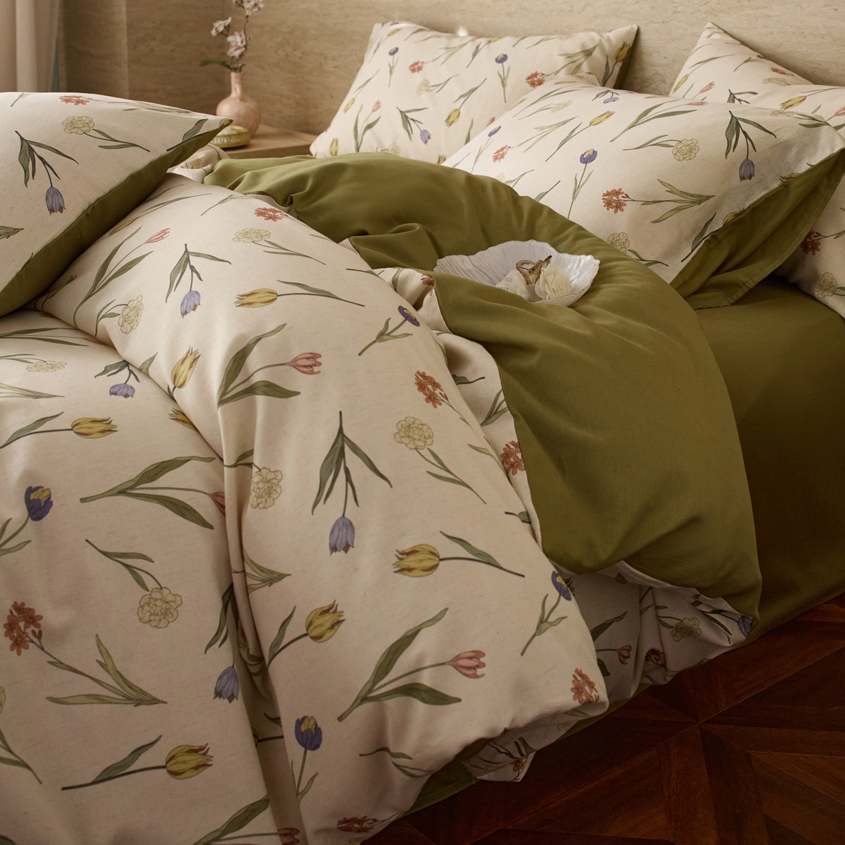 91家纺网 家纺一手货源 找家纺 （总）如一 2026新款A类复古全棉棉麻印花四件套