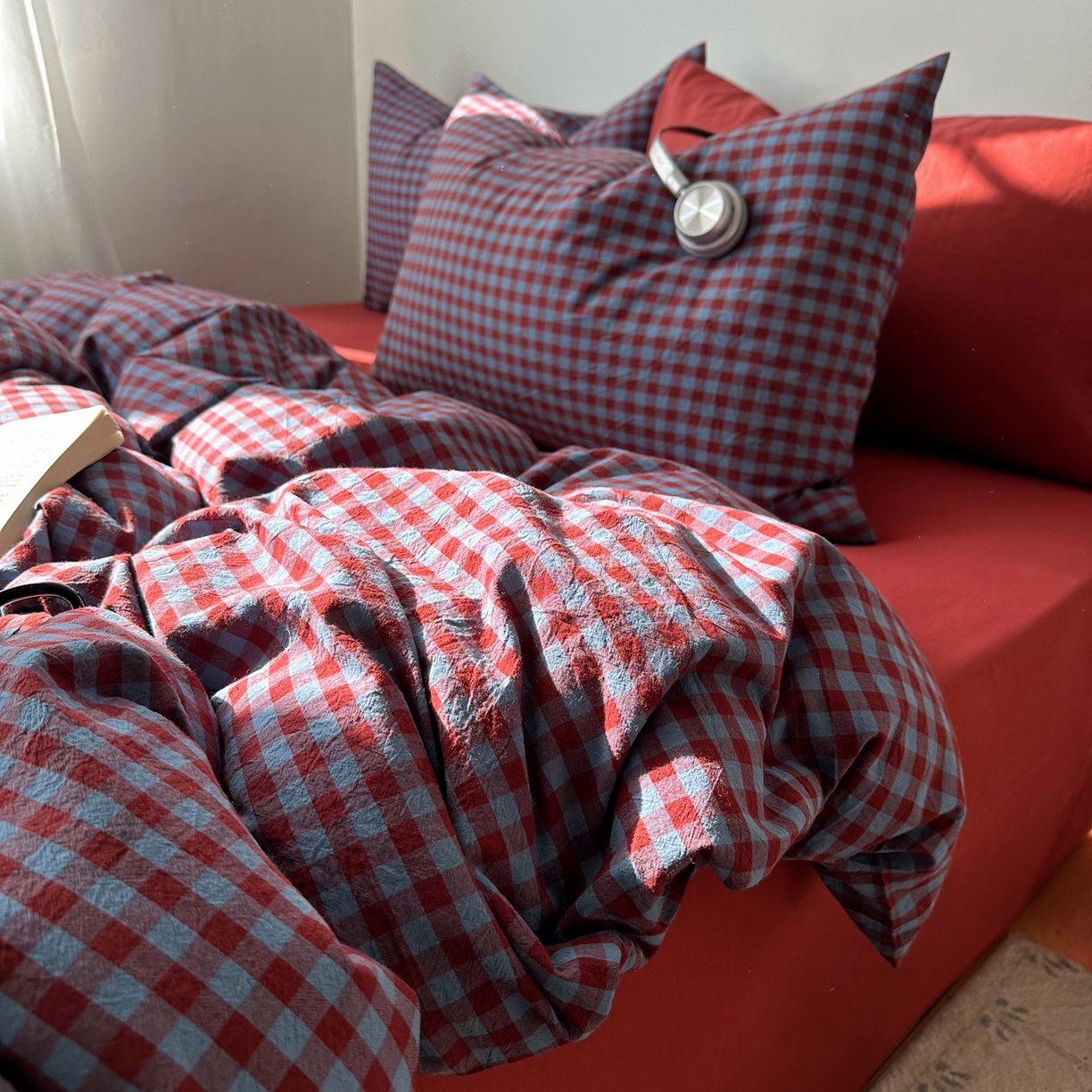 91家纺网 家纺一手货源 找家纺 （总）例外 2026新款全棉纯棉色织水洗棉布拉格ins风四件套-影棚图