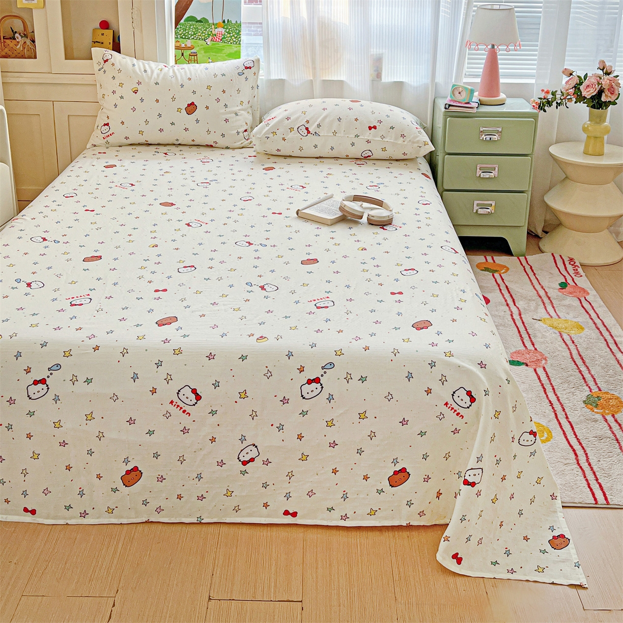 91家纺网 家纺一手货源 找家纺 名兮家居 2026新款全棉纯棉A类双层纱单床单 床单单件 双层纱-星星凯特