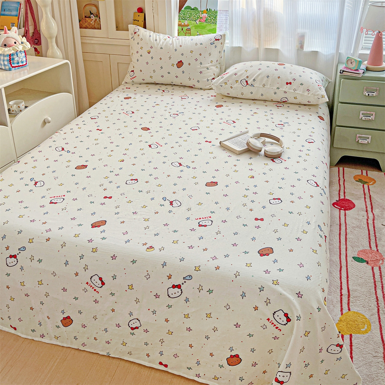 91家纺网 家纺一手货源 找家纺 名兮家居 2026新款全棉纯棉A类双层纱单床单 床单单件 双层纱-星星凯特