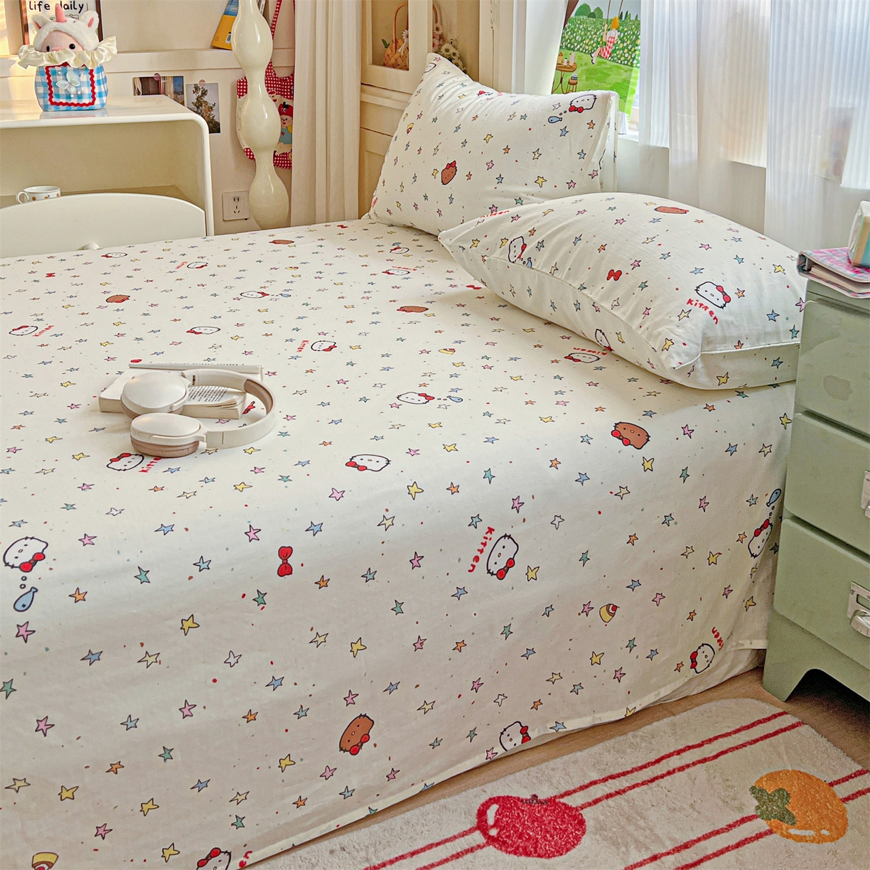 91家纺网 家纺一手货源 找家纺 名兮家居 2026新款全棉纯棉A类双层纱单床单 床单单件 双层纱-星星凯特