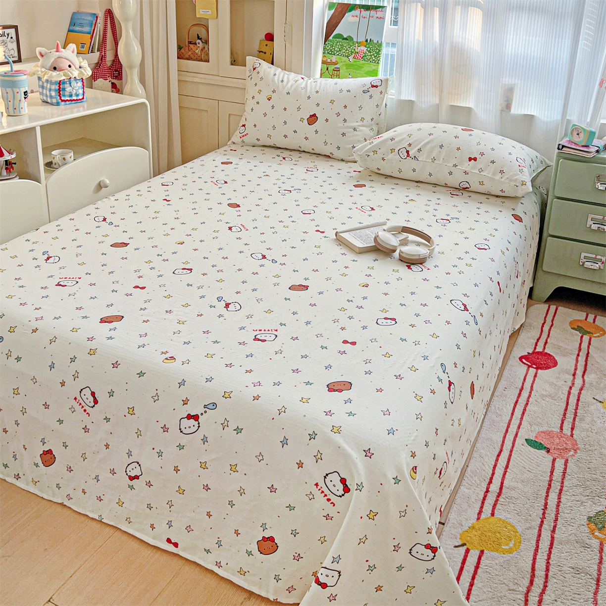 91家纺网 家纺一手货源 找家纺 名兮家居 2026新款全棉纯棉A类双层纱单床单 床单单件 双层纱-星星凯特