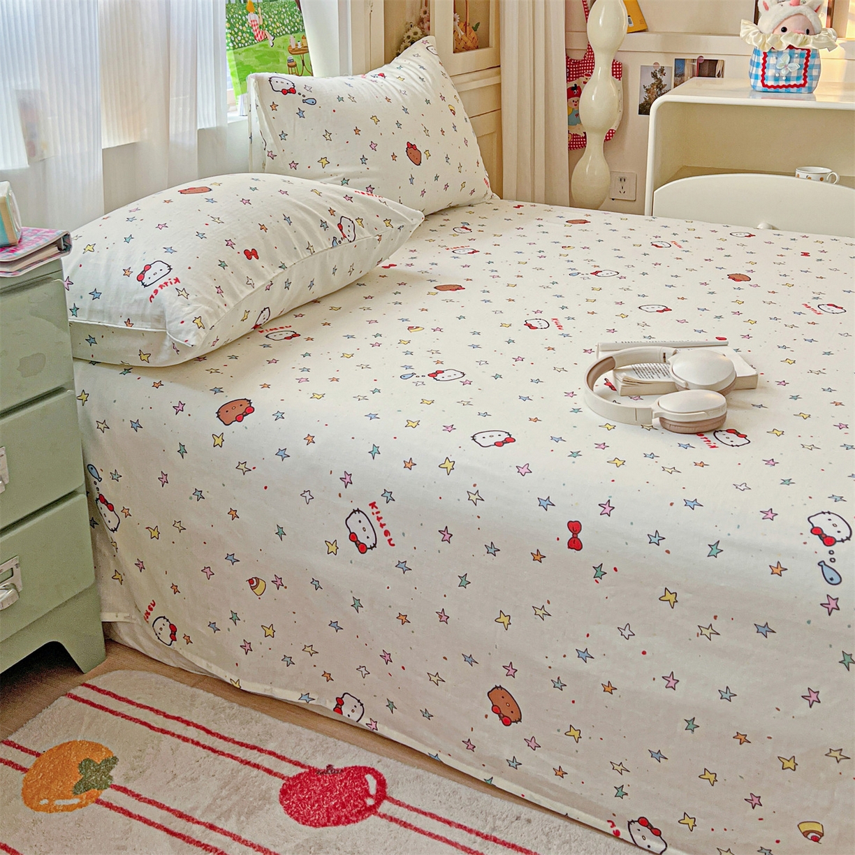 91家纺网 家纺一手货源 找家纺 名兮家居 2026新款全棉纯棉A类双层纱单床单 床单单件 双层纱-星星凯特