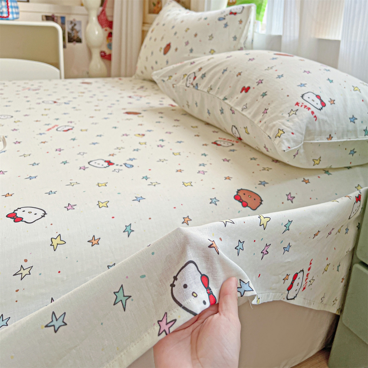 91家纺网 家纺一手货源 找家纺 名兮家居 2026新款全棉纯棉A类双层纱单床单 床单单件 双层纱-星星凯特