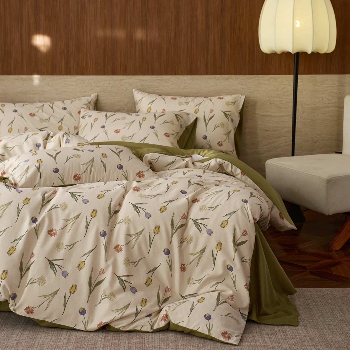 91家纺网 家纺一手货源 找家纺 如一 2026新款A类复古全棉棉麻印花四件套 郁香