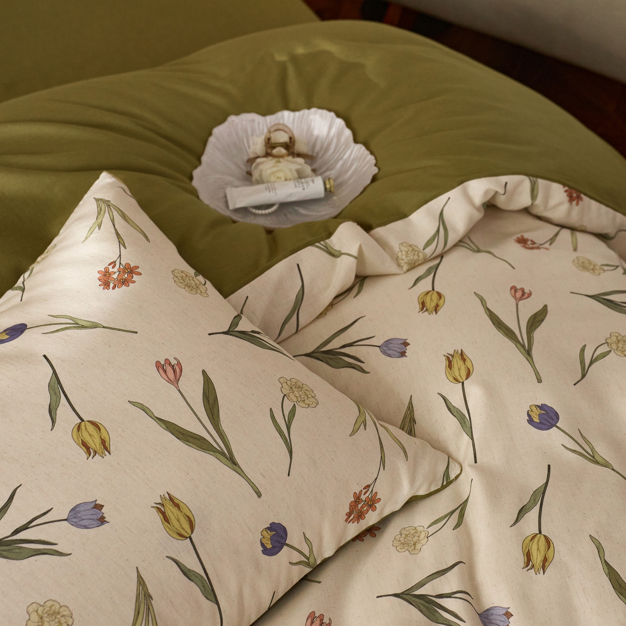 91家纺网 家纺一手货源 找家纺 如一 2026新款A类复古全棉棉麻印花四件套 郁香