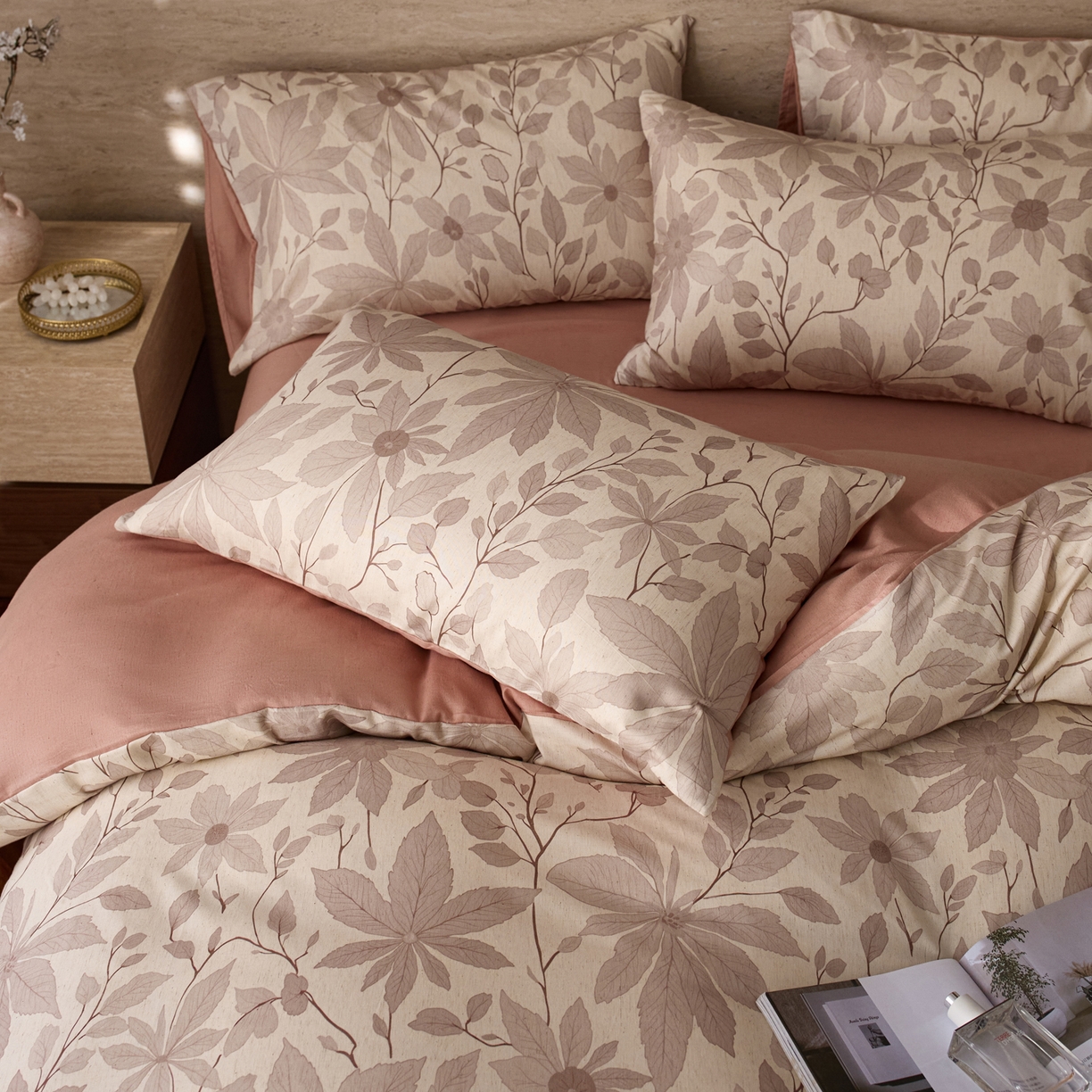 91家纺网 家纺一手货源 找家纺 如一 2026新款A类复古全棉棉麻印花四件套 枝叶