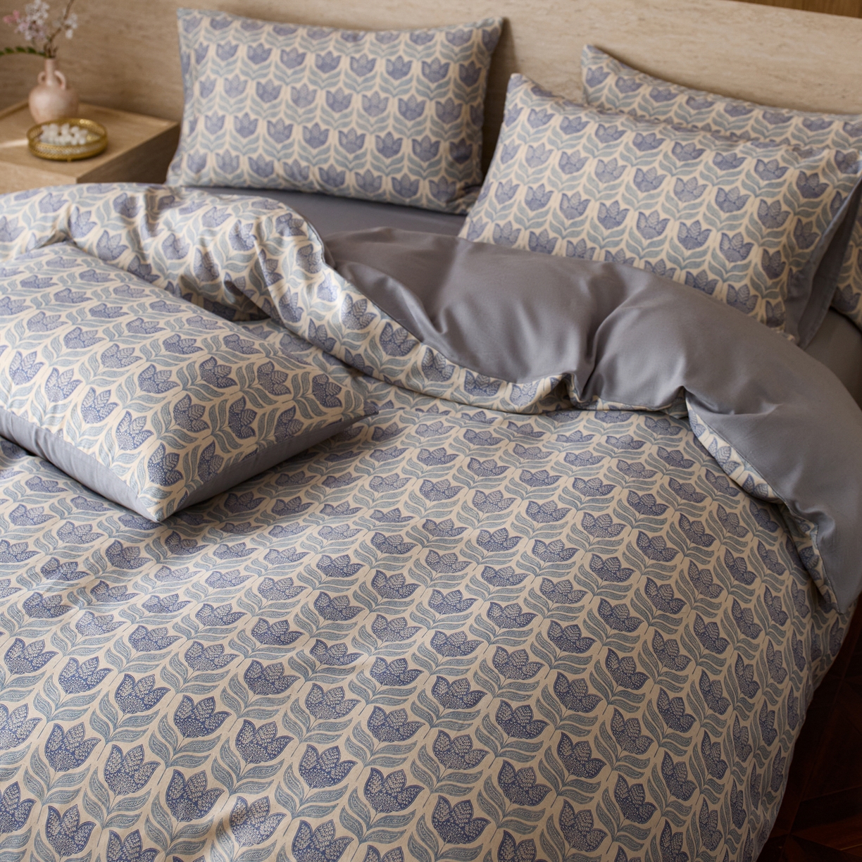 91家纺网 家纺一手货源 找家纺 如一 2026新款A类复古全棉棉麻印花四件套 青花