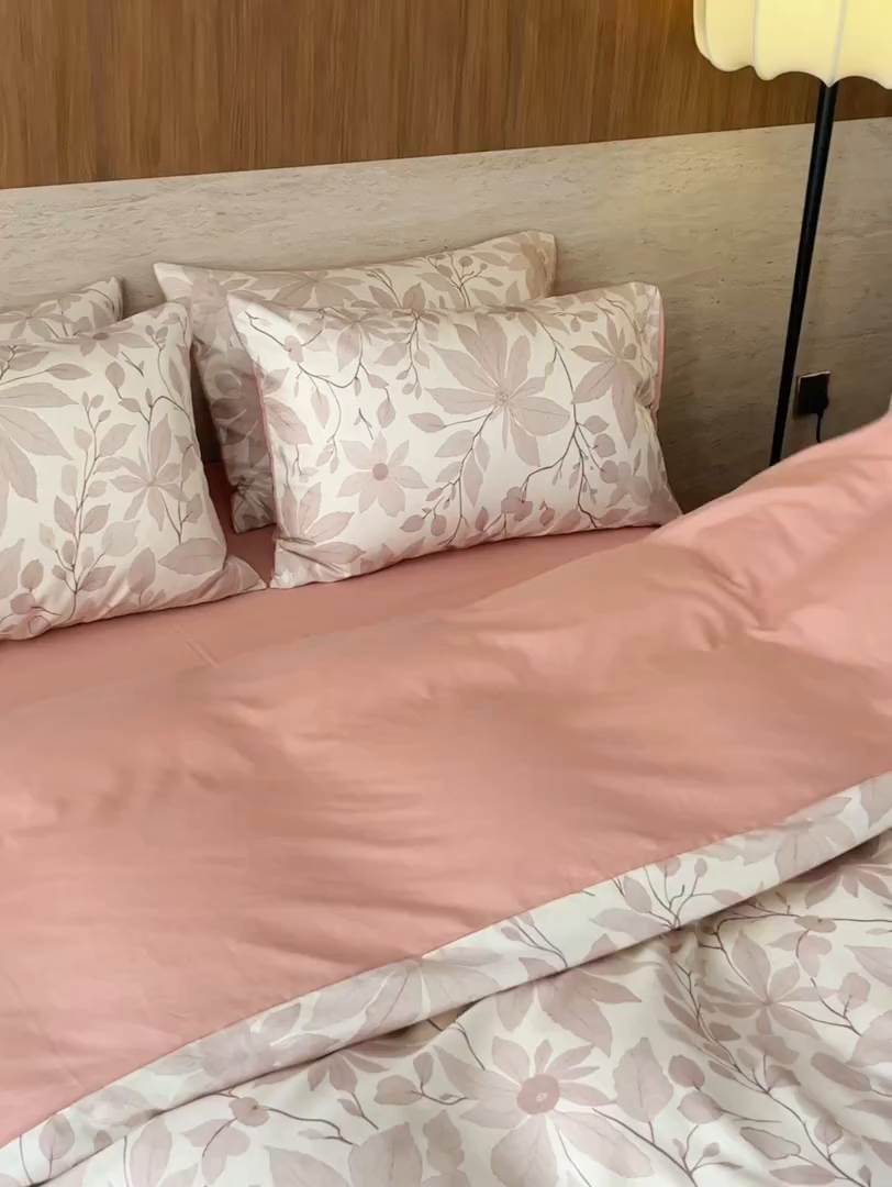 91家纺网 家纺一手货源 找家纺 如一 2026新款A类复古全棉棉麻印花四件套 枝叶