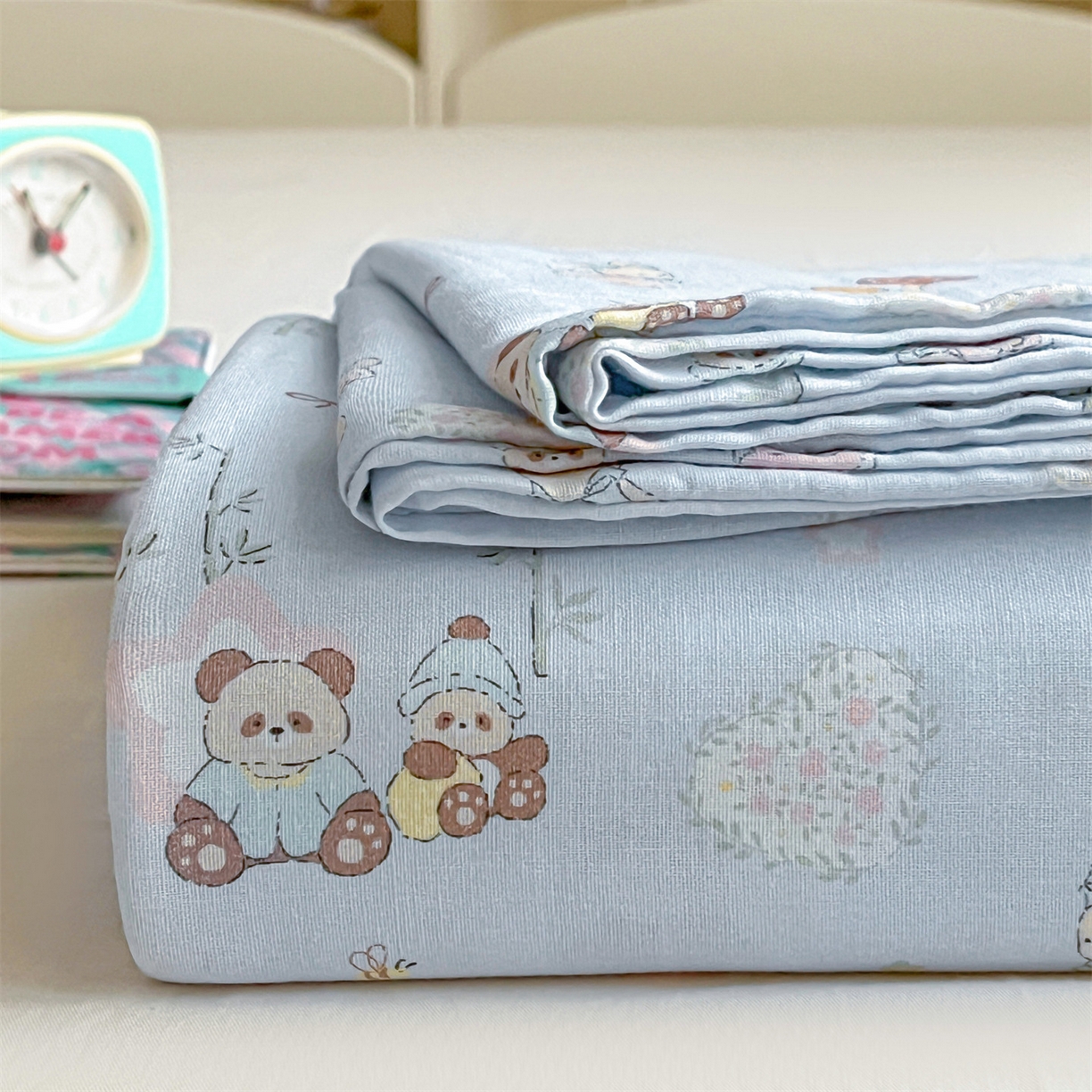 91家纺网 家纺一手货源 找家纺 名兮家居 2026新款全棉纯棉A类双层纱单床单 床单单件 双层纱-竹林派对