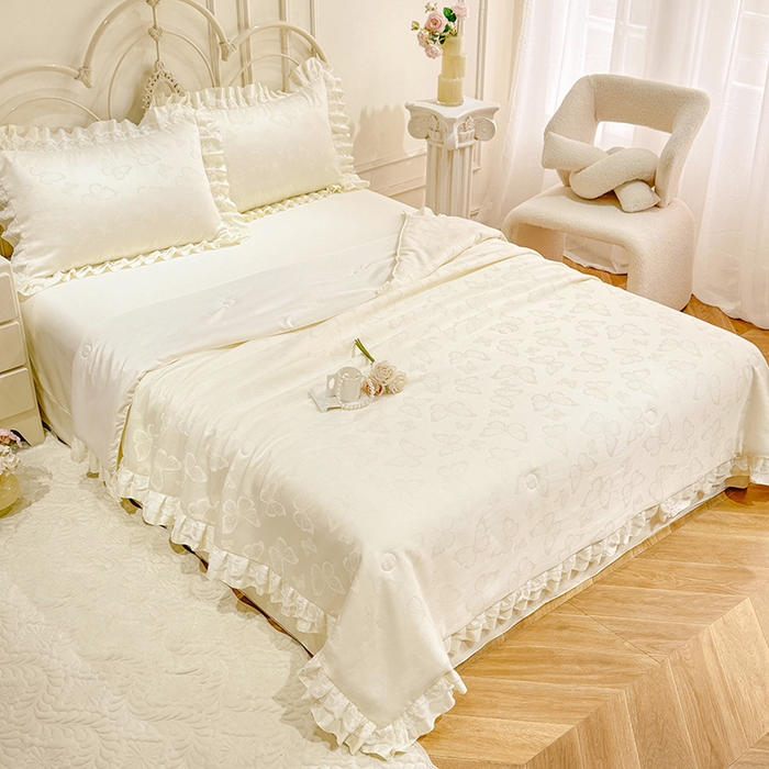 91家纺网 家纺一手货源 找家纺 （总）优贝家纺 2026春夏新款提花水洗天丝冰丝天丝韩版夏被夏凉被空调被四件套