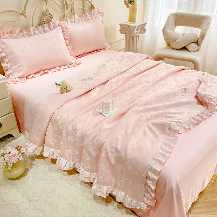 91家纺网 家纺一手货源 找家纺 （总）优贝家纺 2026春夏新款提花水洗天丝冰丝天丝韩版夏被夏凉被空调被四件套