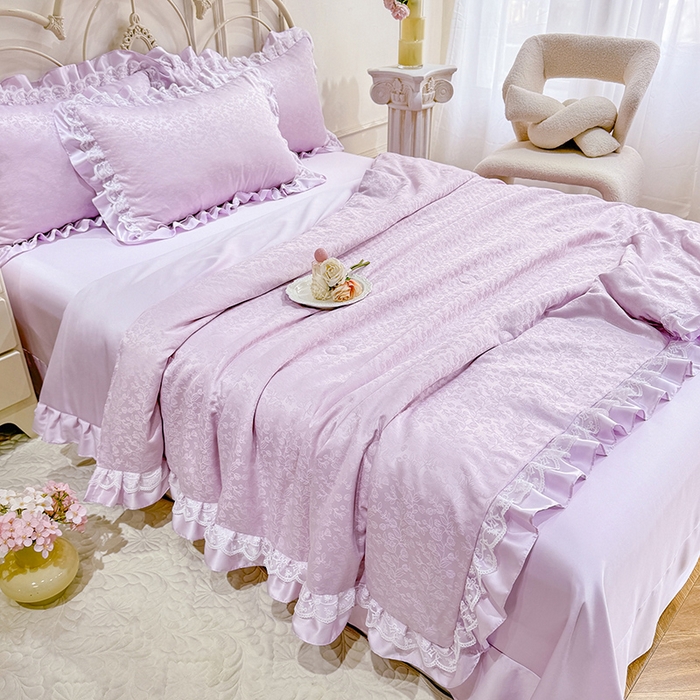 91家纺网 家纺一手货源 找家纺 （总）优贝家纺 2026春夏新款提花水洗天丝冰丝天丝韩版夏被夏凉被空调被四件套