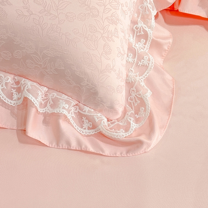 91家纺网 家纺一手货源 找家纺 优贝家纺 2026春夏新款提花水洗天丝冰丝天丝韩版夏被夏凉被空调被四件套 梵希-粉