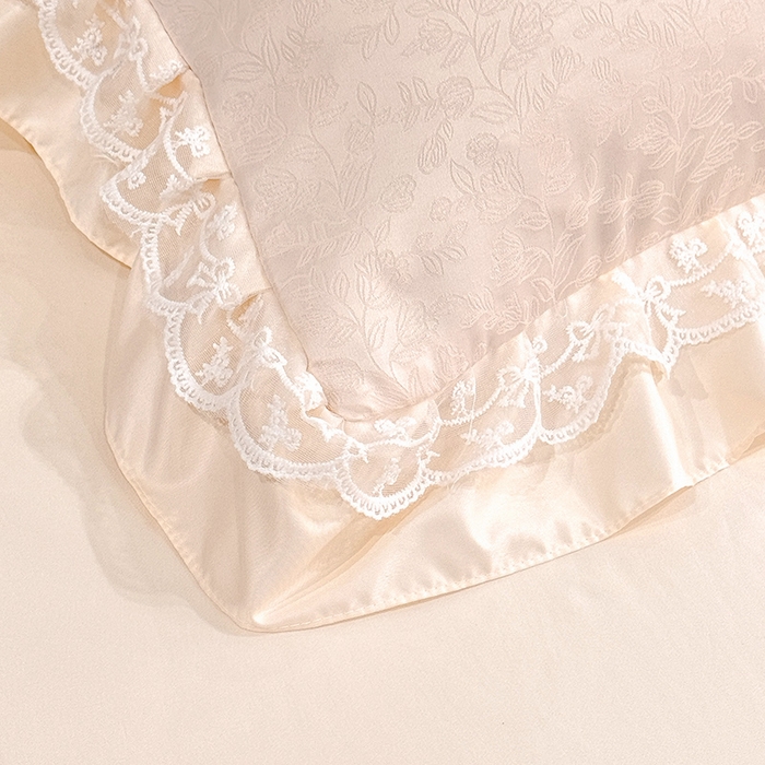 91家纺网 家纺一手货源 找家纺 优贝家纺 2026春夏新款提花水洗天丝冰丝天丝韩版夏被夏凉被空调被四件套 梵希-米白