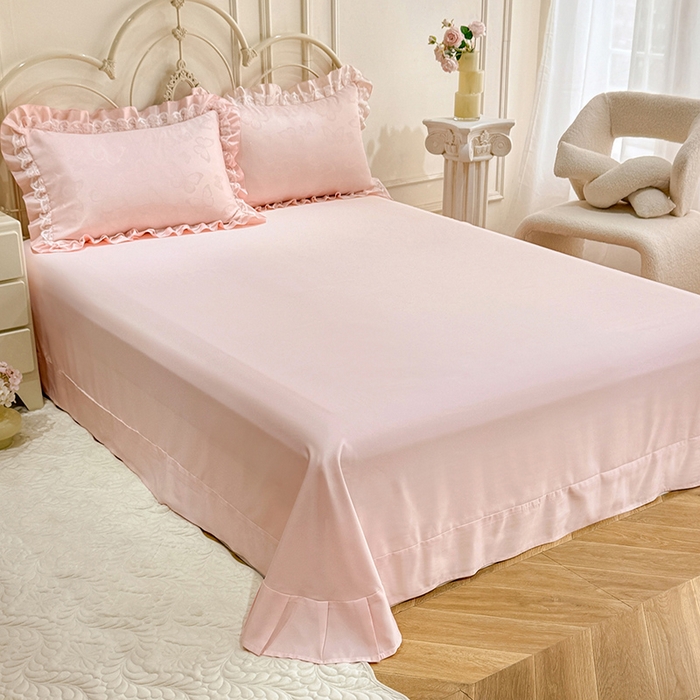 91家纺网 家纺一手货源 找家纺 优贝家纺 2026春夏新款提花水洗天丝冰丝天丝韩版夏被夏凉被空调被四件套 蝶舞-粉