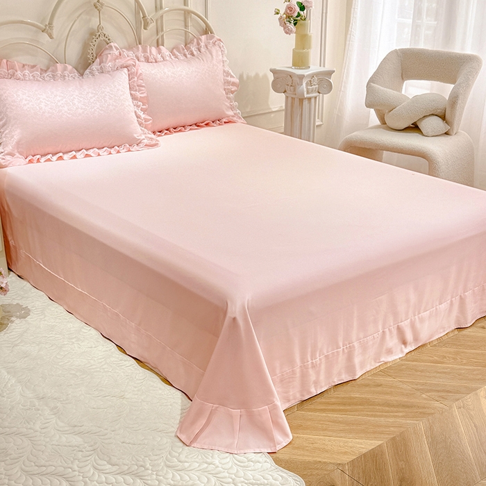 91家纺网 家纺一手货源 找家纺 优贝家纺 2026春夏新款提花水洗天丝冰丝天丝韩版夏被夏凉被空调被四件套 梵希-粉