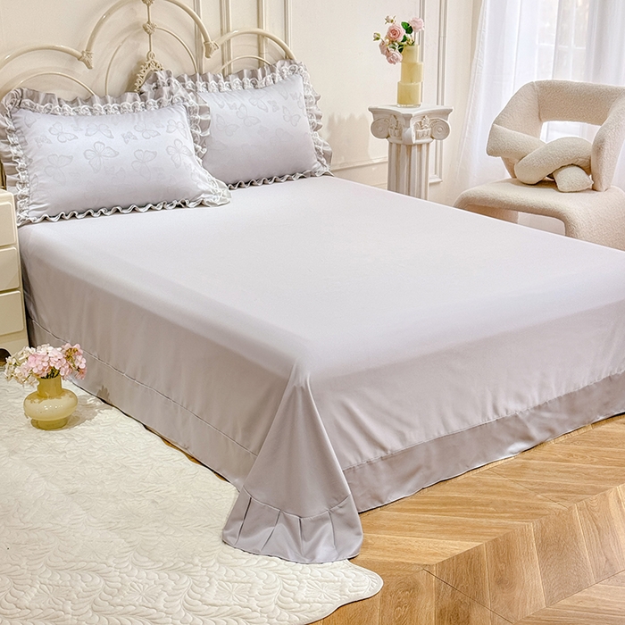 91家纺网 家纺一手货源 找家纺 优贝家纺 2026春夏新款提花水洗天丝冰丝天丝韩版夏被夏凉被空调被四件套 蝶舞-灰