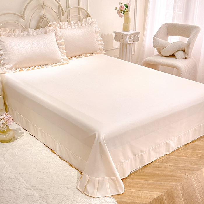 91家纺网 家纺一手货源 找家纺 优贝家纺 2026春夏新款提花水洗天丝冰丝天丝韩版夏被夏凉被空调被四件套 梵希-米白