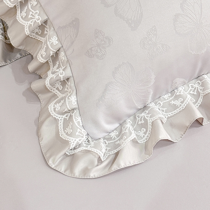 91家纺网 家纺一手货源 找家纺 优贝家纺 2026春夏新款提花水洗天丝冰丝天丝韩版夏被夏凉被空调被四件套 蝶舞-灰