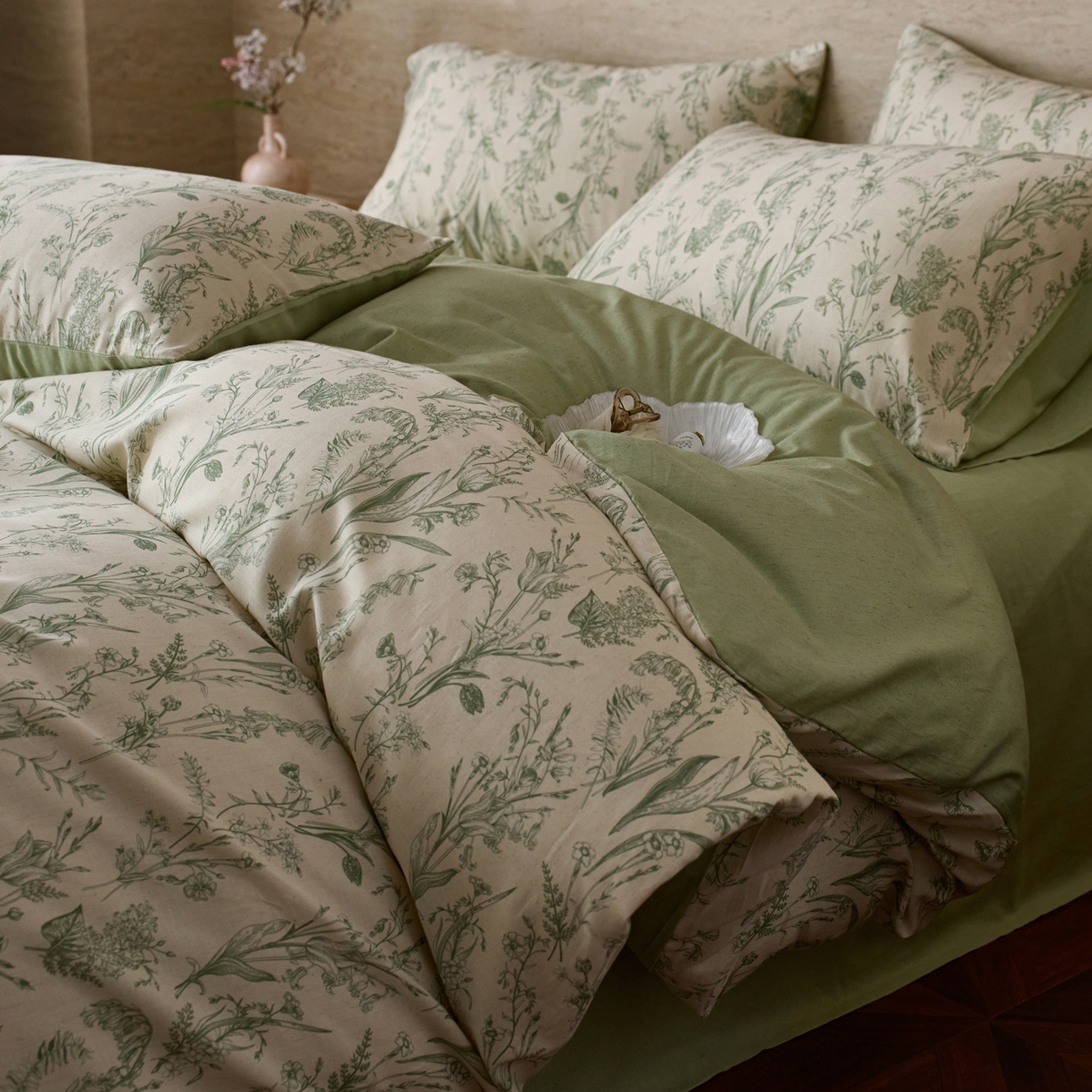 91家纺网 家纺一手货源 找家纺 （总）如一 2026新款A类复古全棉棉麻印花四件套